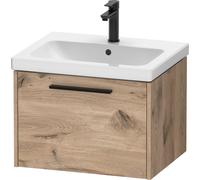Duravit D-Code bâti-support pour lavabo, 1 tiroir, 584x460mm, avec poignée, DC46650BD550000, Couleur: Carcasa de roble jaspeado, tirador negro diamante mate