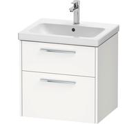 Duravit D-Code ensemble pour meuble, lavabo pour meuble avec meuble sous-vasque suspendu, 584x460x555mm, DC0292010180000, Couleur: Corps blanc mat, Poignée chrome brillant