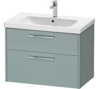 Duravit D-Code Ensemble pour meuble, lavabo pour meuble avec meuble sous-vasque suspendu, 784x460x555mm, DC0293010HG0000, Couleur: Corps vert fjord mat, Poignée chrome brillant