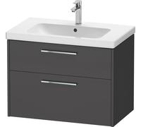 Duravit D-Code Ensemble pour meuble, lavabo pour meuble avec meuble sous-vasque suspendu, 784x460x555mm, DC0293010490000, Couleur: corps graphite mat, Poignée chrome brillant