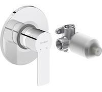 Duravit D-Code Kit de douche pour 1 consommateur avec kit de montage avec corps de base encastré, mitigeur de douche monocommande avec système de mélange céramique, chromé