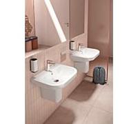 Duravit D-Code lavabo 2398600000 rond, Weiß Hochglanz , 600x460 mm, avec banc à trou pour robinetterie et trop-plein