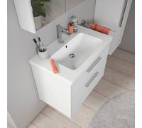 Lavabo Duravit D-Code 23998000002 avec trop-plein, 80 cm, 1 trou de robinetterie, blanc brillant