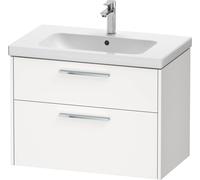 Duravit D-Code Meuble sous-lavabo, 1 tiroir, 1 tiroir, 784x460mm, découpe siphon, avec poignée, DC4672010180000, Couleur: Corps blanc mat, Poignée chrome brillant