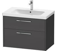 Duravit D-Code Meuble sous-lavabo, 1 tiroir, 1 tiroir, 784x460mm, découpe siphon, avec poignée, DC4672010490000, Couleur: corps graphite mat, Poignée chrome brillant