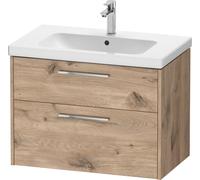 Duravit D-Code Meuble sous-lavabo, 1 tiroir, 1 tiroir, 784x460mm, découpe siphon, avec poignée, DC4672010550000, Couleur: Caisson Chêne Marbré, poignée Chrome Brillant