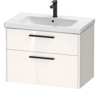Duravit D-Code Meuble sous-lavabo, 1 tiroir, 1 tiroir, 784x460mm, découpe siphon, avec poignée, DC46720BD220000, Couleur: Corps blanc brillant, Poignée noir diamant mat