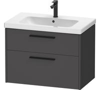 Duravit D-Code Meuble sous-lavabo, 1 tiroir, 1 tiroir, 784x460mm, découpe siphon, avec poignée, DC46720BD490000, Couleur: corps graphite mat, Poignée diamant noir mat