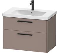 Duravit D-Code Meuble sous-lavabo, 1 tiroir, 1 tiroir, 784x460mm, découpe siphon, avec poignée, DC46720BD430000, Couleur: corps basalte mat, Poignée diamant noir mat