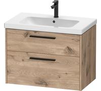Duravit D-Code Meuble sous-lavabo, 1 tiroir, 1 tiroir, 784x460mm, découpe siphon, avec poignée, DC46720BD550000, Couleur: Carcasa de roble jaspeado, tirador negro diamante mate
