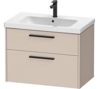 Duravit D-Code Meuble sous-lavabo, 1 tiroir, 1 tiroir, 784x460mm, découpe siphon, avec poignée, DC46720BD910000, Couleur: corps taupe mat, Poignée diamant noir mat