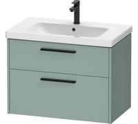 Duravit D-Code Meuble sous-lavabo, 1 tiroir, 1 tiroir, 784x460mm, découpe siphon, avec poignée, DC46720BDHG0000, Couleur: Corps vert fjord mat, Poignée noir diamant mat