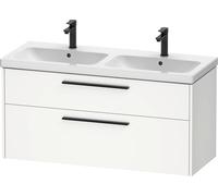 Duravit D-Code Meuble sous-lavabo, 1 tiroir, 1184x460mm, découpe siphon, avec poignée, DC46740BD180000, Couleur: Corps Blanc Mat, Poignée Noir Diamant Mat