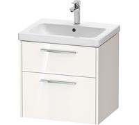 Duravit D-Code Meuble sous-lavabo, 1 tiroir, 584x460mm, découpe siphon, avec poignée, DC4670010220000, Couleur: Corps blanc brillant, Poignée chrome brillant