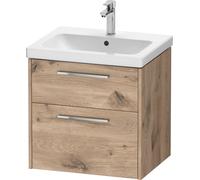 Duravit D-Code Meuble sous-lavabo, 1 tiroir, 584x460mm, découpe siphon, avec poignée, DC4670010550000, Couleur: Caisson Chêne Marbré, poignée Chrome Brillant