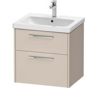 Duravit D-Code Meuble sous-lavabo, 1 tiroir, 584x460mm, découpe siphon, avec poignée, DC4670010910000, Couleur: Corps taupe mat, Poignée chrome brillant