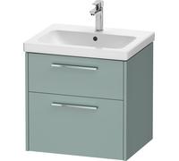 Duravit D-Code Meuble sous-lavabo, 1 tiroir, 584x460mm, découpe siphon, avec poignée, DC4670010HG0000, Couleur: Corps vert fjord mat, Poignée chrome brillant