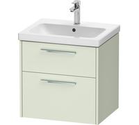 Duravit D-Code Meuble sous-lavabo, 1 tiroir, 584x460mm, découpe siphon, avec poignée, DC4670010HH0000, Couleur: Corps vert pâle mat, Poignée chrome brillant