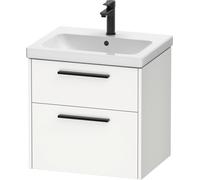 Duravit D-Code Meuble sous-lavabo, 1 tiroir, 584x460mm, découpe siphon, avec poignée, DC46700BD180000, Couleur: Corps Blanc Mat, Poignée Noir Diamant Mat