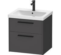 Duravit D-Code Meuble sous-lavabo, 1 tiroir, 584x460mm, découpe siphon, avec poignée, DC46700BD490000, Couleur: corps graphite mat, Poignée diamant noir mat