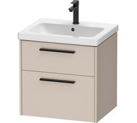 Duravit D-Code Meuble sous-lavabo, 1 tiroir, 584x460mm, découpe siphon, avec poignée, DC46700BD910000, Couleur: corps taupe mat, Poignée diamant noir mat