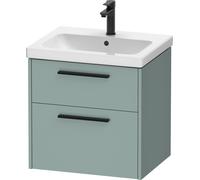 Duravit D-Code Meuble sous-lavabo, 1 tiroir, 584x460mm, découpe siphon, avec poignée, DC46700BDHG0000, Couleur: Corps vert fjord mat, Poignée noir diamant mat