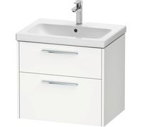 Duravit D-Code Meuble sous-lavabo, 1 tiroir, 634x460mm, découpe siphon, avec poignée, DC4671010180000, Couleur: Corps blanc mat, Poignée chrome brillant