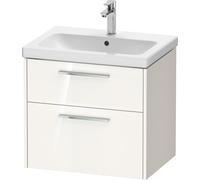 Duravit D-Code Meuble sous-lavabo, 1 tiroir, 634x460mm, découpe siphon, avec poignée, DC4671010220000, Couleur: Corps blanc brillant, Poignée chrome brillant
