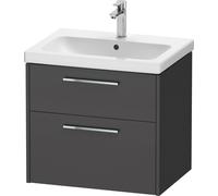 Duravit D-Code Meuble sous-lavabo, 1 tiroir, 634x460mm, découpe siphon, avec poignée, DC4671010490000, Couleur: corps graphite mat, Poignée chrome brillant
