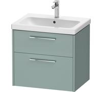 Duravit D-Code Meuble sous-lavabo, 1 tiroir, 634x460mm, découpe siphon, avec poignée, DC4671010HG0000, Couleur: Corps vert fjord mat, Poignée chrome brillant