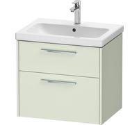 Duravit D-Code Meuble sous-lavabo, 1 tiroir, 634x460mm, découpe siphon, avec poignée, DC4671010HH0000, Couleur: Corps vert pâle mat, Poignée chrome brillant