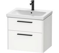 Duravit D-Code Meuble sous-lavabo, 1 tiroir, 634x460mm, découpe siphon, avec poignée, DC46710BD180000, Couleur: Corps Blanc Mat, Poignée Noir Diamant Mat