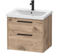 Duravit D-Code meuble sous-vasque DC46710BD550000 , poignée noir diamant, marbre chêne, suspendu, tiroirs 2, 634x555x460 mm