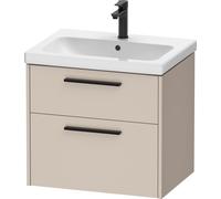 Duravit D-Code Meuble sous-lavabo, 1 tiroir, 634x460mm, découpe siphon, avec poignée, DC46710BD910000, Couleur: corps taupe mat, Poignée diamant noir mat