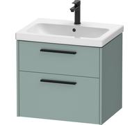 Duravit D-Code Meuble sous-lavabo, 1 tiroir, 634x460mm, découpe siphon, avec poignée, DC46710BDHG0000, Couleur: Corps vert fjord mat, Poignée noir diamant mat