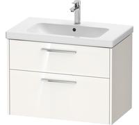 Duravit D-Code Meuble sous-lavabo, 1 tiroir, 784x460mm, découpe siphon, avec poignée, DC4672010220000, Couleur: Corps blanc brillant, Poignée chrome brillant