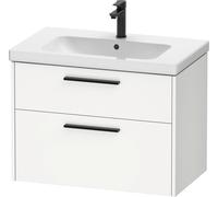 Duravit D-Code Meuble sous-lavabo, 1 tiroir, 784x460mm, découpe siphon, avec poignée, DC46720BD180000, Couleur: Corps Blanc Mat, Poignée Noir Diamant Mat