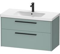 Duravit D-Code Meuble sous-lavabo, 1 tiroir, 984x460mm, découpe siphon, avec poignée, DC46730BDHG0000, Couleur: Corps vert fjord mat, Poignée noir diamant mat
