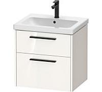 Duravit Meuble sous-vasque D-Code DC46700BD220000, blanc brillant, poignée noir diamant, 2 tiroirs