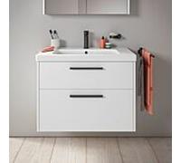 Duravit Meuble sous-vasque D-Code DC46720BD180000 – 2 tiroirs, blanc mat, poignée noire diamant