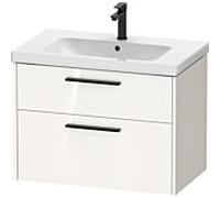 Duravit Meuble sous-vasque D‑Code, poignée noire diamant, blanc laqué, suspendu, 2 tiroirs
