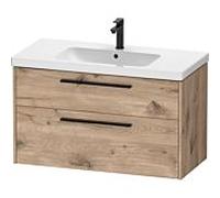 Duravit D-Code meuble sous-vasque DC46730BD550000 , poignée noir diamant, marbre chêne, suspendu, tiroirs 2, 984x555x460 mm