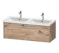 Duravit Meuble sous-vasque double D-Code – chêne marbre, poignée chromée, suspendu 1184×400×460 mm