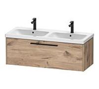 Duravit D-Code meuble sous-vasque double DC46690BD550000 , poignée noir diamant, marbre chêne, suspendu, coulissant 2000 , 1184x400x460 mm