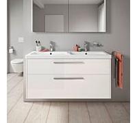 Duravit D-Code meuble sous-vasque double DC4674010220000 , poignée chromée, Weiß Hochglanz , suspendu, tiroirs 2, 1184x555x460 mm