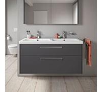 Duravit D-Code meuble sous-vasque double DC4674010490000 , poignée chromée, Graphit Matt , suspendu, tiroirs 2, 1184x555x460 mm