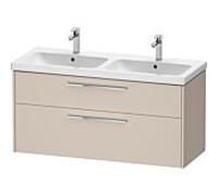 Duravit Meuble sous-vasque double D-Code Taupe Matt suspendu 2 tiroirs poignée chromée