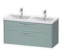 Duravit D-Code Meuble sous-lavabo, 1 tiroir, 1184x460mm, découpe siphon, avec poignée, DC4674010HG0000, Couleur: Corps vert fjord mat, Poignée chrome brillant