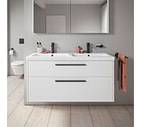Duravit D-Code meuble sous-vasque double DC46740BD180000 , poignée noir diamant, Weiß Matt , suspendu, tiroirs 2, 1184x555x460 mm