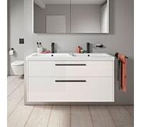 Duravit D-Code meuble sous-vasque double DC46740BD220000 , poignée noir diamant, Weiß Hochglanz , suspendu, tiroirs 2, p.DWT 1184x555x460 mm